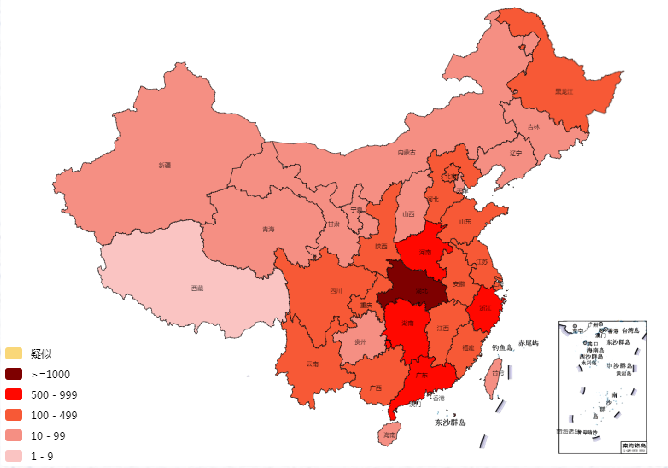 新型肺炎疫情全国分布图